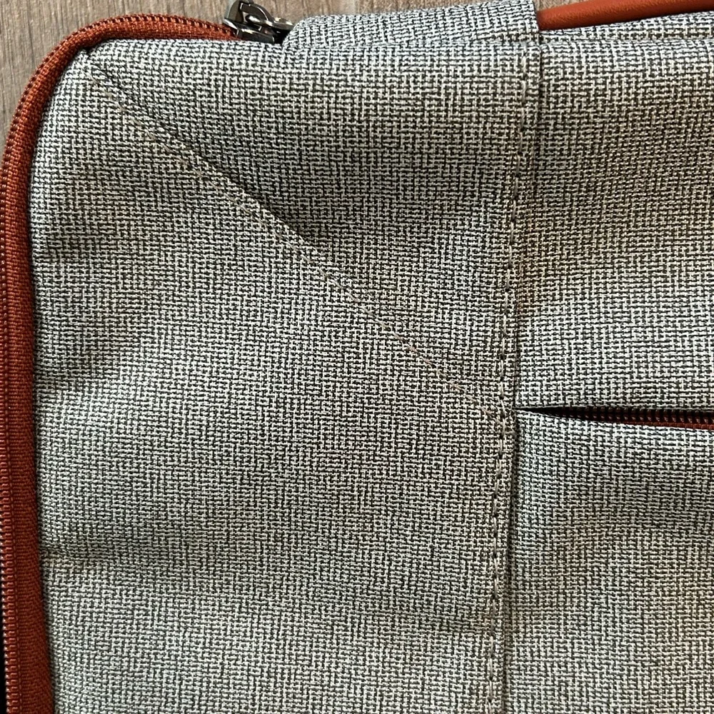 NUBILY Gray Laptop Sleeve with Brown Trim|Padded Case with Front Pocket 15”x11”